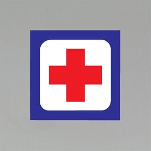 Informasjonsetikett Hospital 20x20cm
